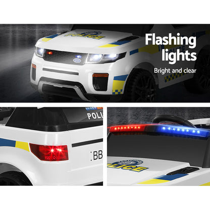 Police car with flashing lights on a dark background