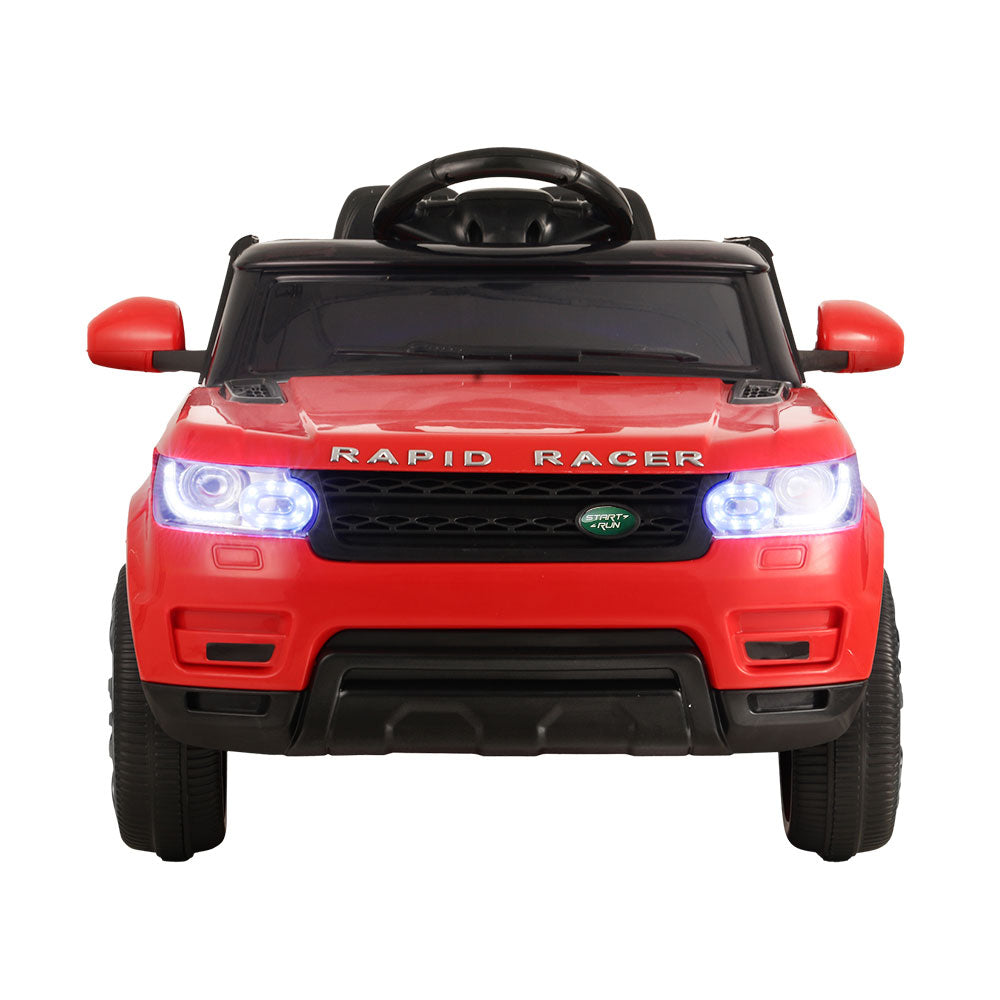 Red toy car with 'Rapid Racer' branding on a white background