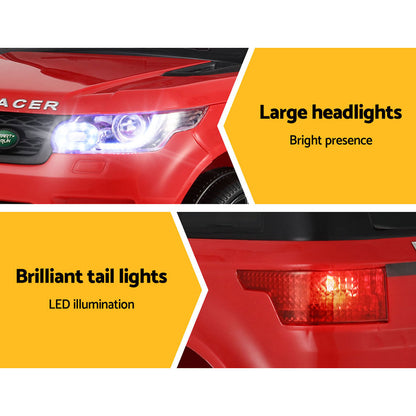 Red car with large headlights and brilliant tail lights on a white background