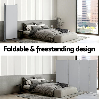 Artiss 4 Panel Room Divider Screen 345x180cm Fabric Grey