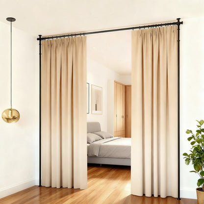 Artiss Room Divider Curtain Rod Extendable Black