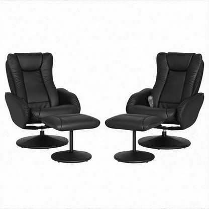 Artiss 2X Recliner Chair Ottoman Heated Massage Black