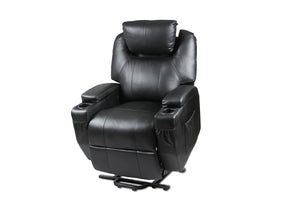 Recliner Lift Heat  Electric Massage Armchair Sofa Leather 2 Motor Chair-Black