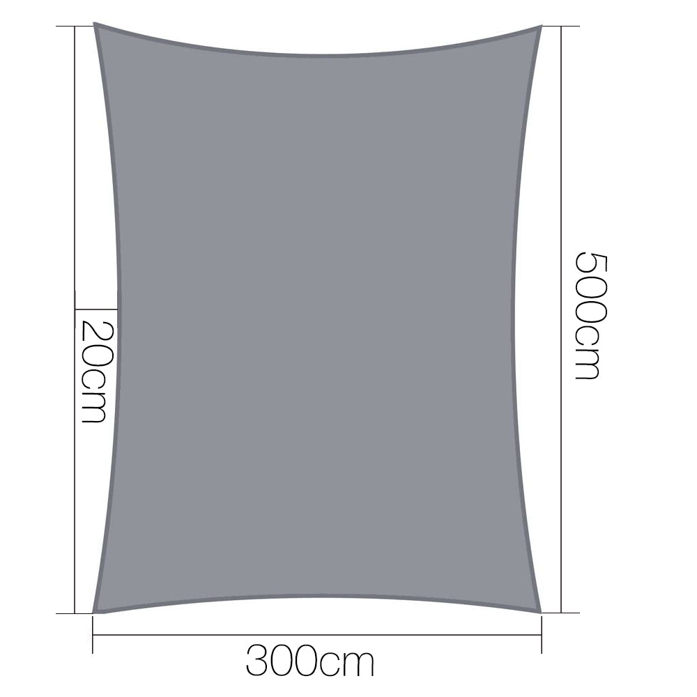 Instahut Shade Sun Sail 280 gsm-3x5m-Grey