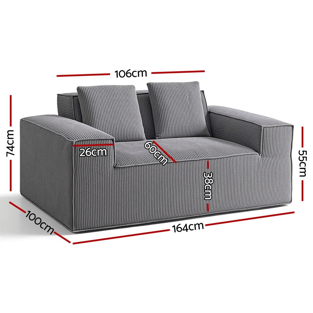 Artiss 2 Seater Sofa Loveseat Sofas Bed Couch No Assembly Corduroy Small Couches Apartement