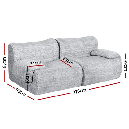 Artiss 2 Seater Sofa Modular Sectional Sofas Couch Bed No Assembly Living Room Grey