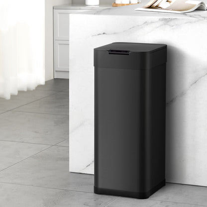Devanti 50L Sensor Bin Motion Rubbish Bins Kitchen Automatic Trash Can Black