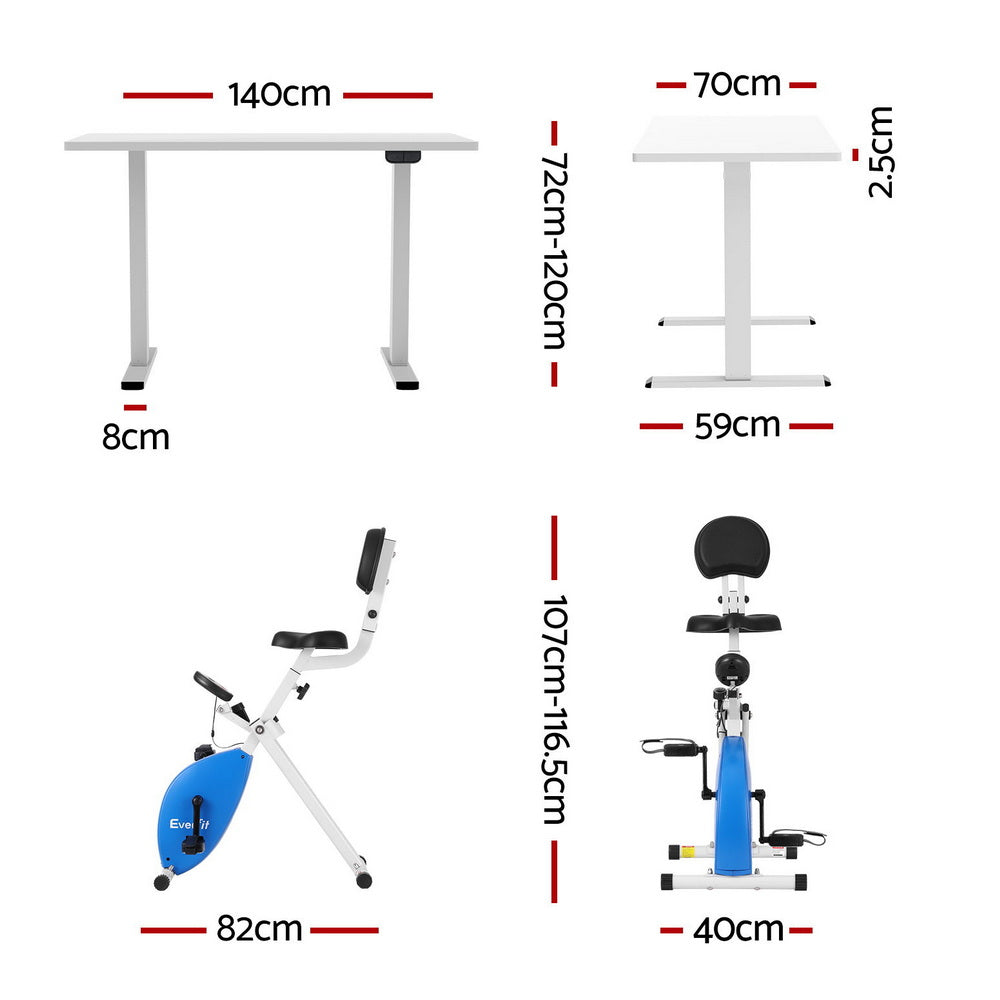 Measurement chart of a foldable exercise bike with dimensions labeled.