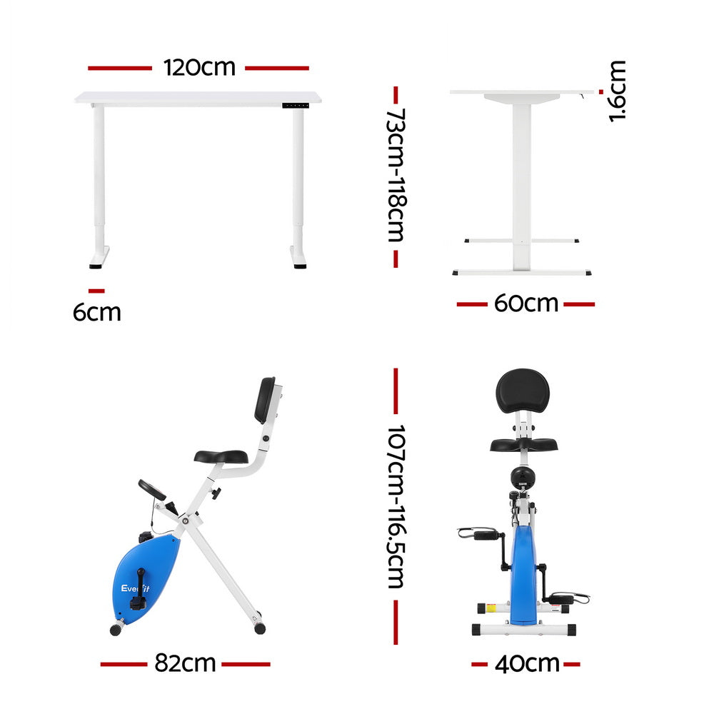Dimensions of a foldable exercise bike with labeled measurements on a white background