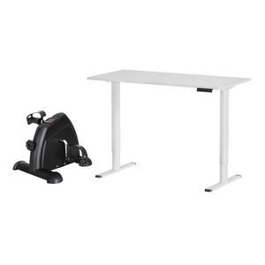 White desk with a black office chair on a white background