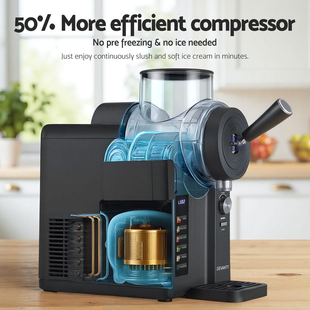 Devanti 2L Slushie Machine Ice Cream Maker Frozen Smoothies Milkshakes Black