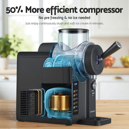 Devanti 2L Slushie Machine Ice Cream Maker Frozen Smoothies Milkshakes Black