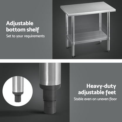 Cefito Stainless Steel Kitchen Benches Work Bench 910x610mm 430