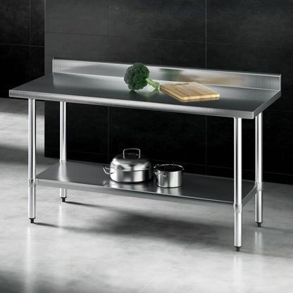 Cefito Stainless Steel  Kitchen  Bench w/ Splashback 1500x600MM 430