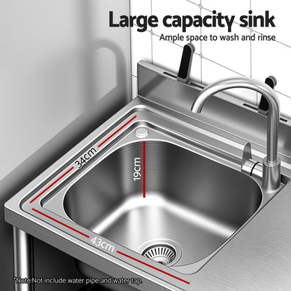 Cefito Stainless Steel Kitchen Bench Work Table with Sink Splashback 120cm