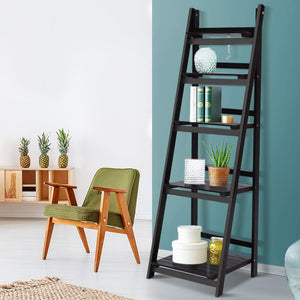 Wooden Ladder Stand Storage-Artiss Display Shelf 5 Tier -Coffee