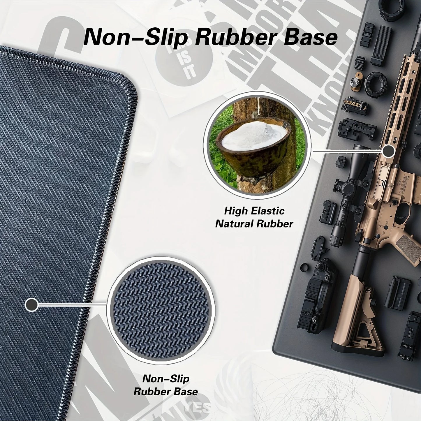 XXL 3D Gun Desk Mat Extended Gaming Mouse Pad Stitched Edge Anti-Slip Rubber Base Washable Large Keyboard Mat for Office Carpet