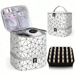 Large Capacity PVC Cosmetic Bag - Portable Nail Polish Storage Case with Dividers

Keep your cosmetics, nail polish, and beauty accessories neatly organized and protected with this stylish and functional cosmetic bag. Featuring a spacious interior and convenient dividers, it is perfect for storing your nail care products and other beauty essentials, while being portable and easy to carry wherever you go.