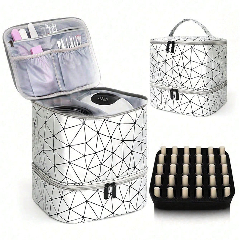 Large Capacity PVC Cosmetic Bag - Portable Nail Polish Storage Case with Dividers

Keep your cosmetics, nail polish, and beauty accessories neatly organized and protected with this stylish and functional cosmetic bag. Featuring a spacious interior and convenient dividers, it is perfect for storing your nail care products and other beauty essentials, while being portable and easy to carry wherever you go.