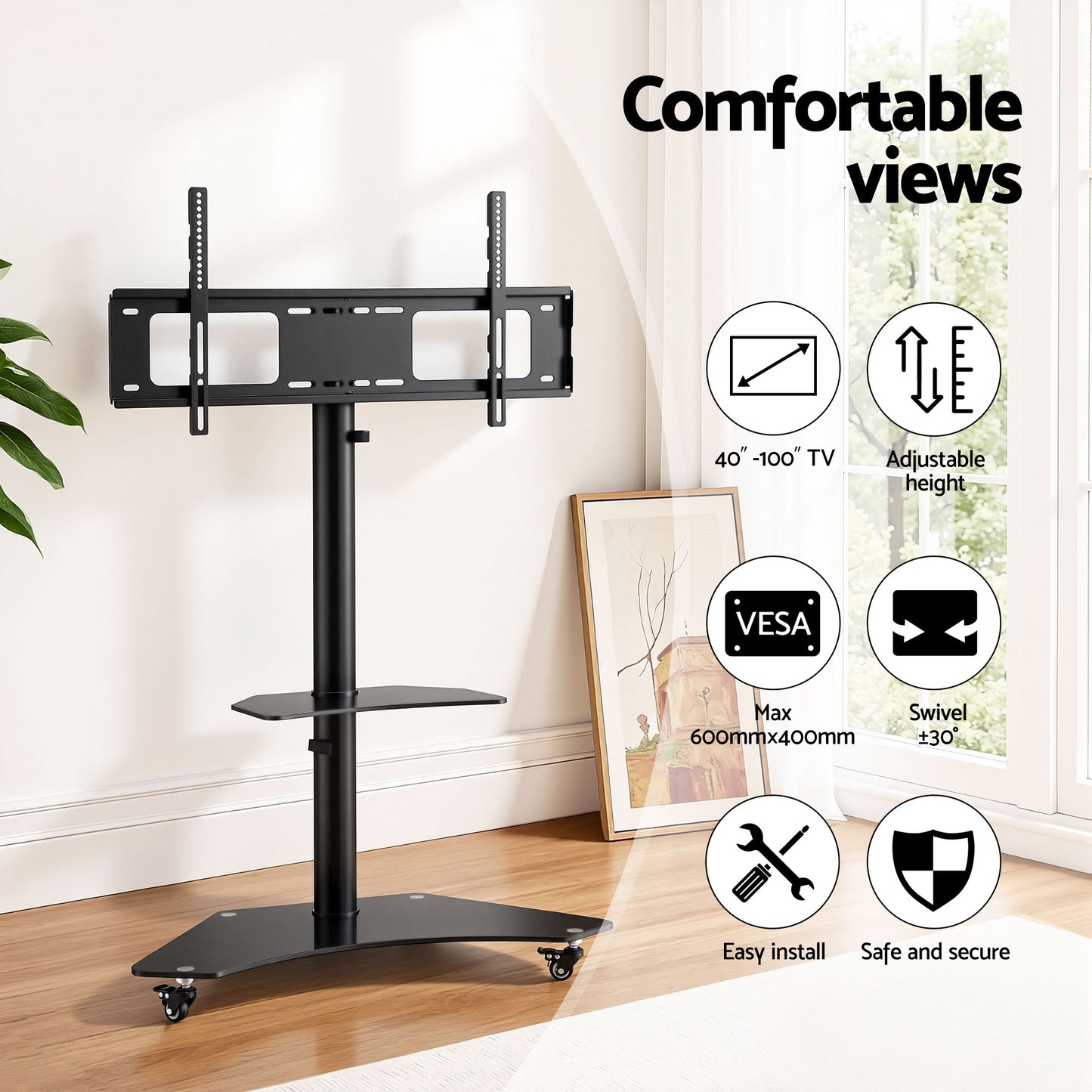 Artiss 40 - 100" TV Stand Mount Bracket Universal Adjustable Height with Wheels - Factory Direct Shop