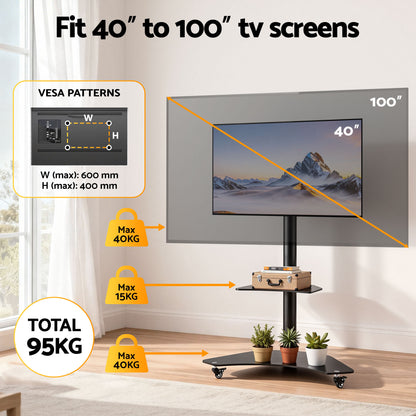 Artiss 40 - 100" TV Stand Mount Bracket Universal Adjustable Height with Wheels - Factory Direct Shop