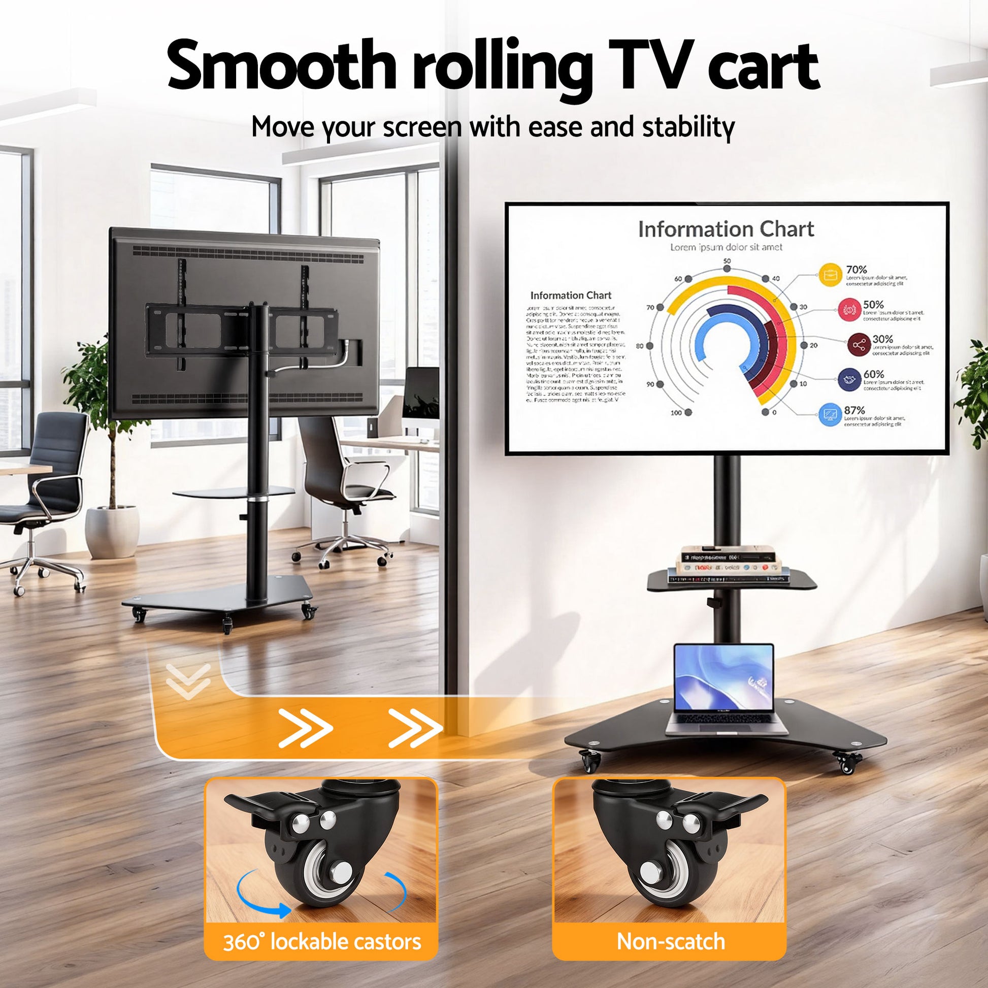 Artiss 40 - 100" TV Stand Mount Bracket Universal Adjustable Height with Wheels - Factory Direct Shop