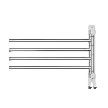 Towel Rail Rack Holder 4 Bars Wall Mounted Stainless Steel Swivel Hanging Hook - Factory Direct Shop