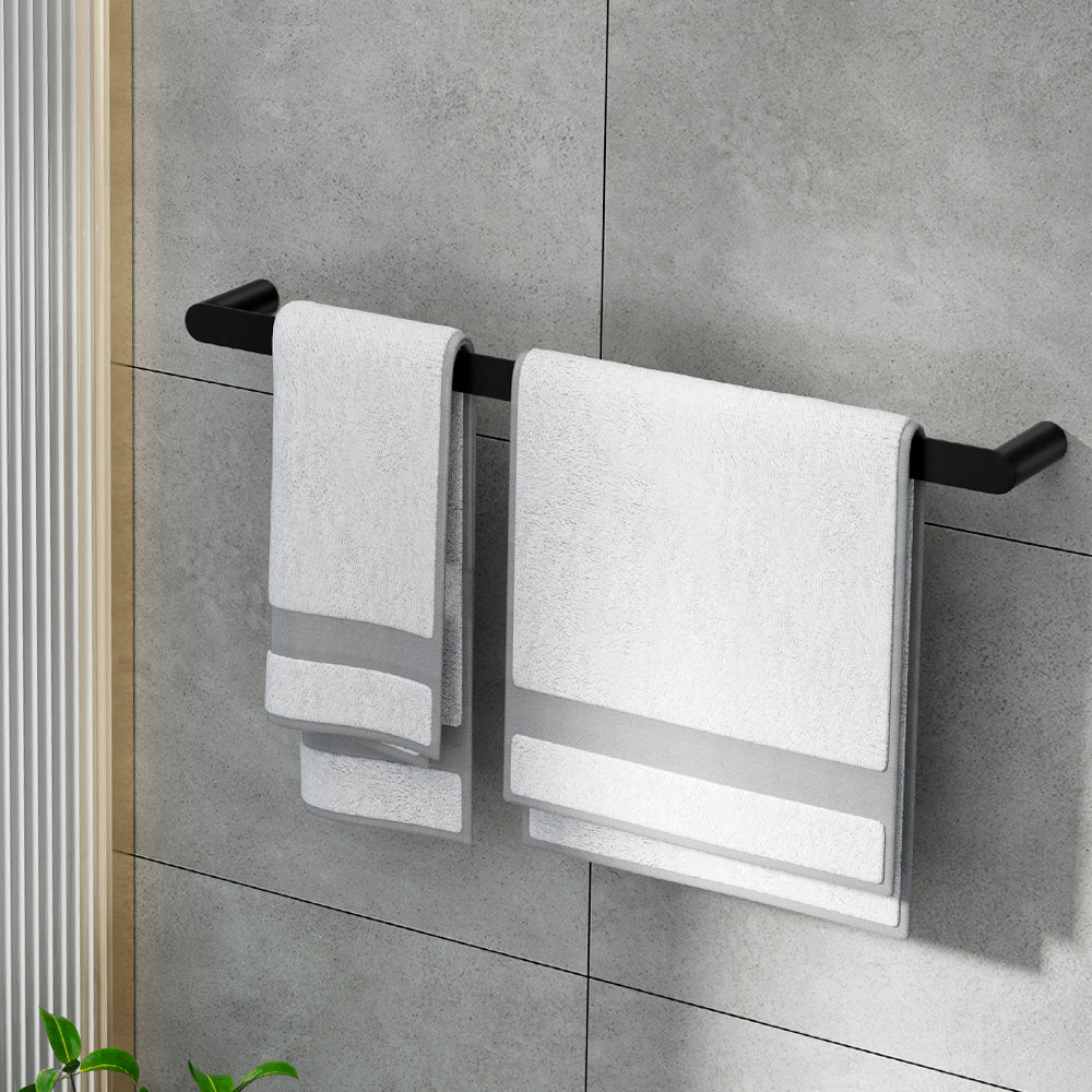 Towel Rail Rack Holder Single 600mm Wall Mounted Stainless Steel Black - Factory Direct Shop