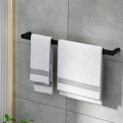 Towel Rail Rack Holder Single 600mm Wall Mounted Stainless Steel Black - Factory Direct Shop