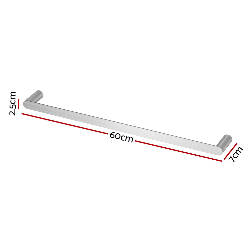 Towel Rail Rack Holder Single 600mm Wall Mounted Stainless Steel Silver - Factory Direct Shop