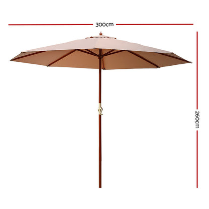 Beach Umbrella 3m Outdoor-Beige