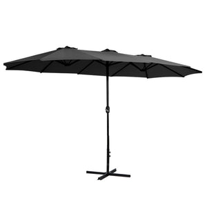 Instahut 4.57m Outdoor Umbrella Beach Pole Garden Tilt Black