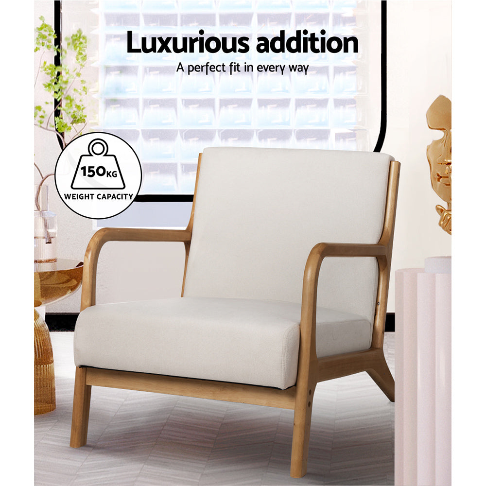 Artiss 2X Armchair Faux Fabric Beige