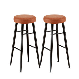 Artiss 2x Bar Stools Kitchen Dining Chairs Counter Round PU Leather Lane Brown
