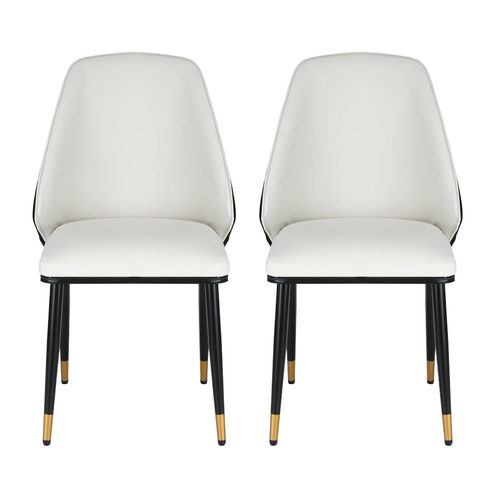 Artiss Dining Chairs Set of 2 Leather Seat Beige and Black
