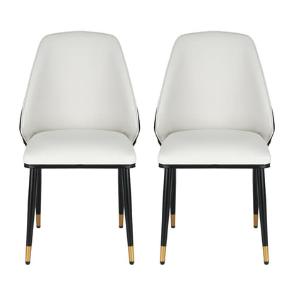 Artiss Dining Chairs Set of 2 Leather Seat Beige and Black