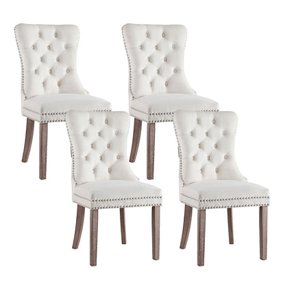 1 Set of 4 Artiss Dining Chairs Beige Velvet
