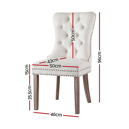 1 Set of 4 Artiss Dining Chairs Beige Velvet