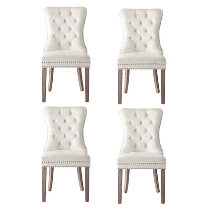 1 Set of 4 Artiss Dining Chairs Beige Velvet