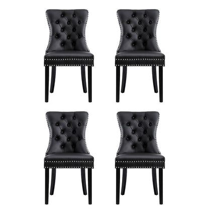 1 Set of 4 Artiss Dining Chairs Black Leather