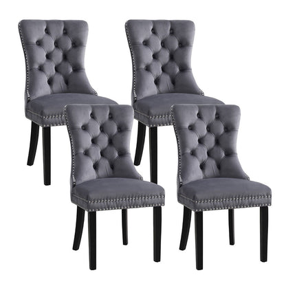 1 Set of 4 Artiss Dining Chairs Grey Velvet