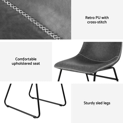 Artiss 4x Dining Chairs Retro PU Leather Kitchen Lounge Cafe Accent Chair Grey