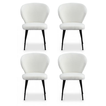 Artiss 4x Dining Chairs Sherpa Boucle Wing Back White