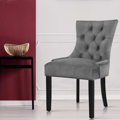 Artiss Dining Chair Set of 2 Velvet Grey French Cayes