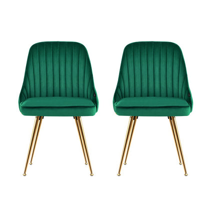 Artiss Dining Chairs Velvet Green Set of 2 Nappa