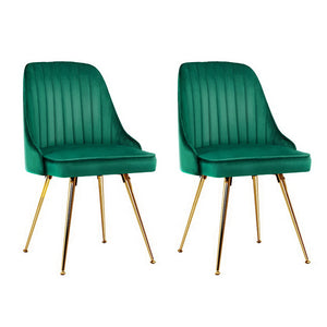 Artiss Dining Chairs Velvet Green Set of 2 Nappa