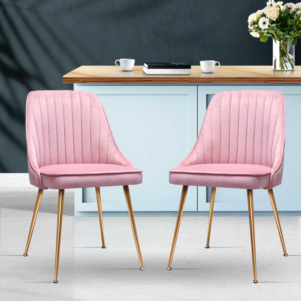 Artiss Dining Chairs Velvet Pink Set of 2 Nappa