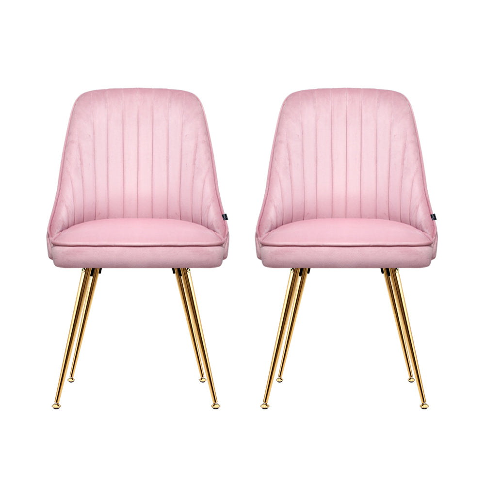 Artiss Dining Chairs Velvet Pink Set of 2 Nappa