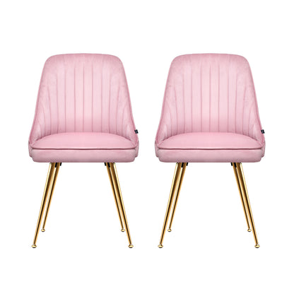 Artiss Dining Chairs Velvet Pink Set of 2 Nappa