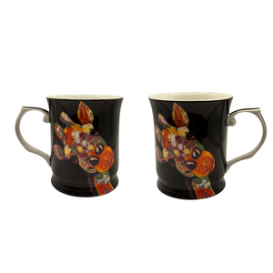 Midnight Safari Giraffe Mug Set of 2| Bold Animal Print Drinkware
